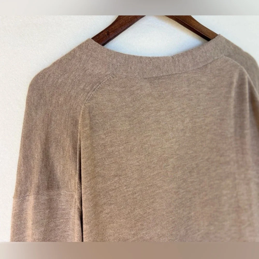CASHMERE Wool Cardigan Sweater‎ Brown Beige Tan Neutral Long Open Front Small